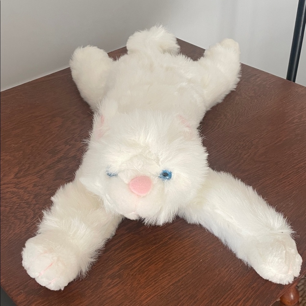 Plush White Cat laid out